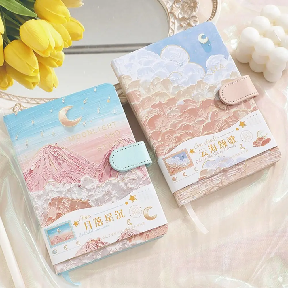 Aesthetic Student Diary Notepad Beautiful Classic Design Illustration Notepad Magnetic Buckle Art Oil Painting