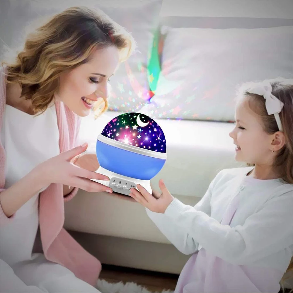 Star Night Light for Kids Nebula Star Projector Lamp 360 Degree Rotation 4 LED Bulbs 12 Light Color Changing with USB Cable Gift
