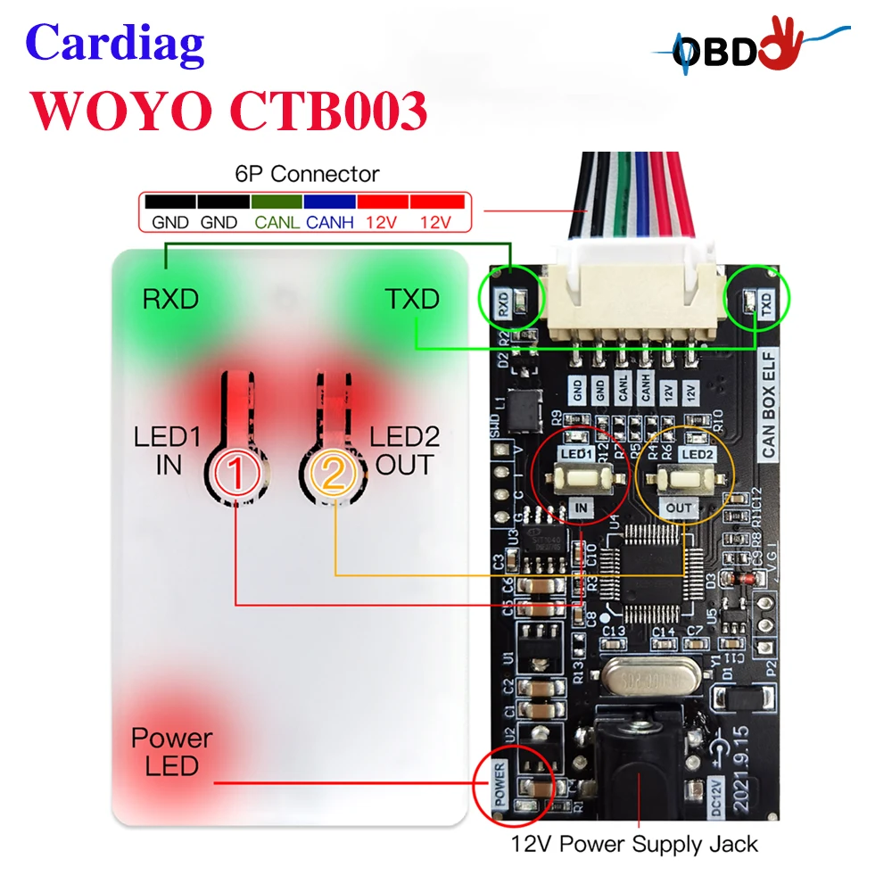 CTB003 BUS Data Logger For All Car CAN BUS Module Data Transceiver Automotive Diagnostic For EPS/IP/HMI CAN Car Data Tool WOYO