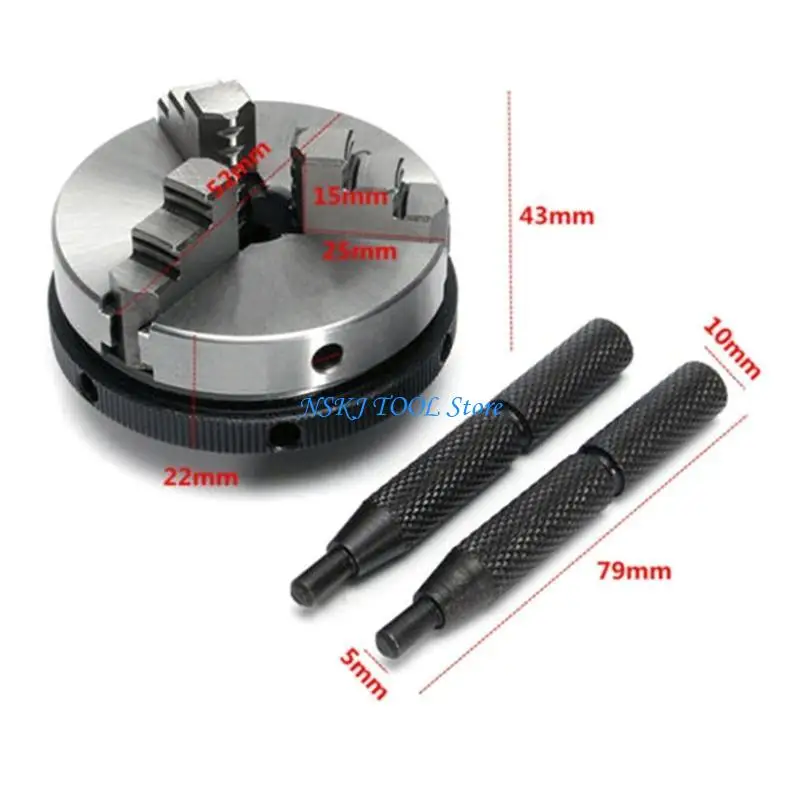 L8RC K01-50 50Mm Chuck Mini Woodworking Hand Chuck untuk dengan 3 Rahang & Pemasangan Batang Sekrup Ulir