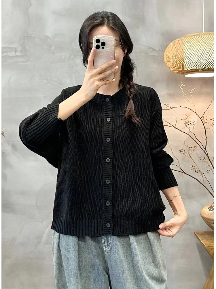 Amax LuluE-suéteres lisos de moda coreana para mujer, cárdigans holgados y cálidos de ocio clásicos, prendas de punto de algodón navideñas elegantes para mujer