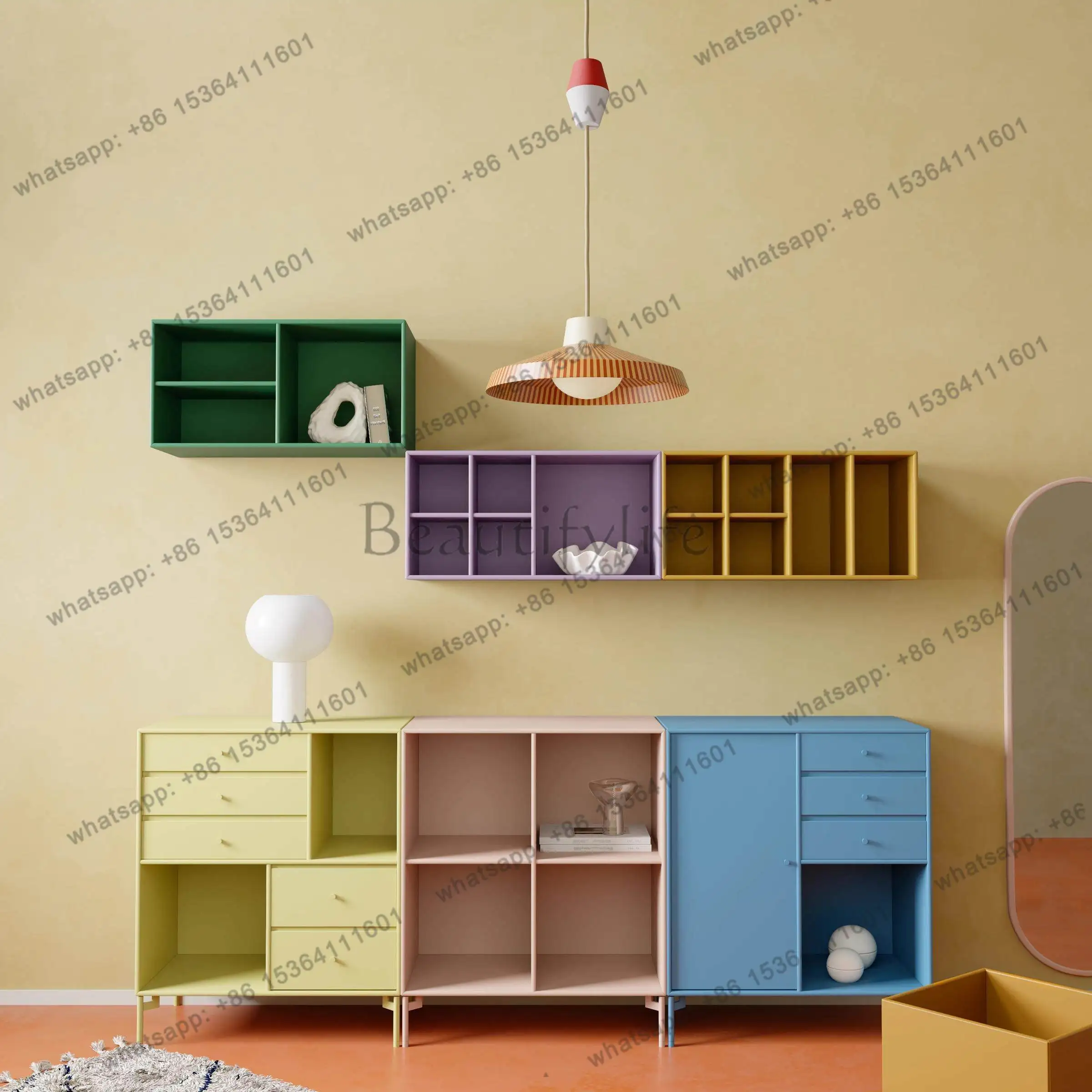 

Nordic side cabinet module dopamine combination furniture can be customized