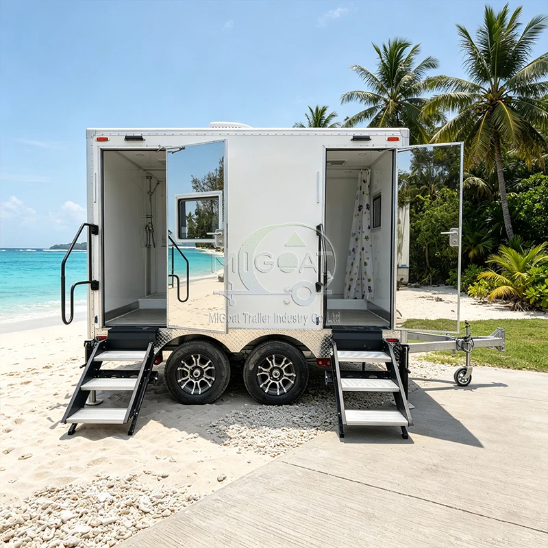 Premium Mobile Toilet Trailer With Full Shower Setup Ideal For Park Beach And Outdoor Party Use