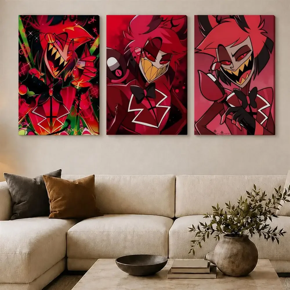 Alastor H-Hazbin Hotel Painting Calligraphy Framed Canvas Wall Art Gallery Wrapped Ready To Hang Living Room Bedroom Home Decor