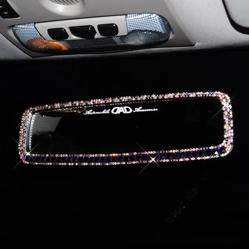 Imagen 2 del producto Espejo retrovisor HD Universal para Interior de coche, decoración, abalorio de cristal ostentoso, adorno para espejo retrovisor de diamante, accesorios para automóvil para mujer