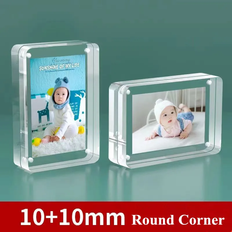 4x6cm / 6x9cm Double Sided Magnetic Photo Picture Block Frames 20mm Thickness Frameless Acrylic Price Sign Holder Display Stand