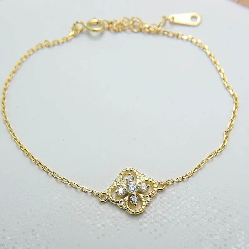 

925 sterling silver bracelet women hot selling all-match lucky four-leaf clover bracelet clavicle chain hand accessorie jewelry