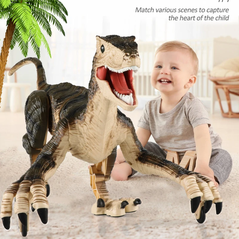 

Remote Control Dinosaur Toys Kids RC Electric Walking Jurassic Dinosaur Simulation Velociraptor Toy With LED Light And Roaring