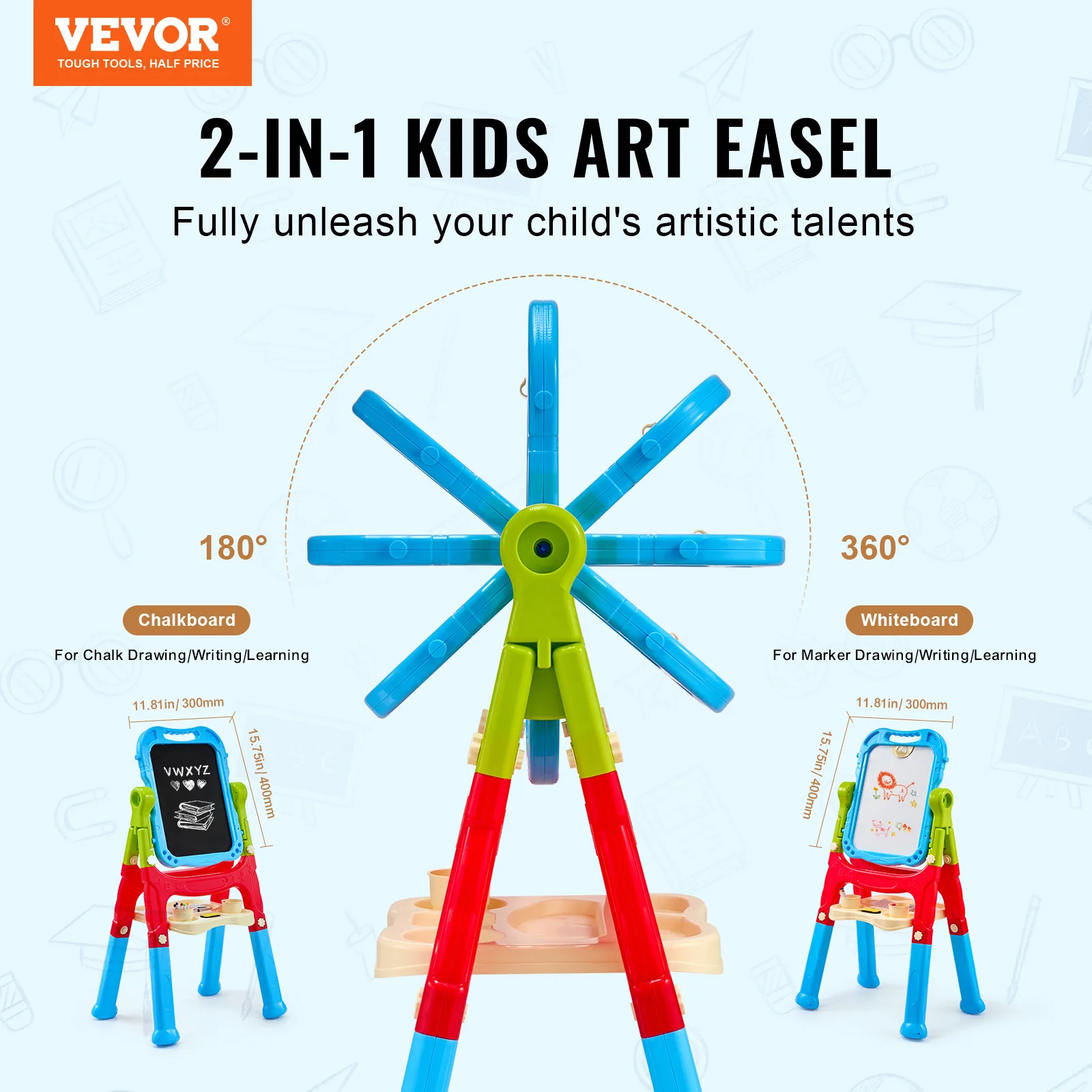 VEVOR Children Magnetic Drawing Board with Chalkboard Art Easel WordPad Baby Color Graffiti Drawing Toys Gift for Kids Toy