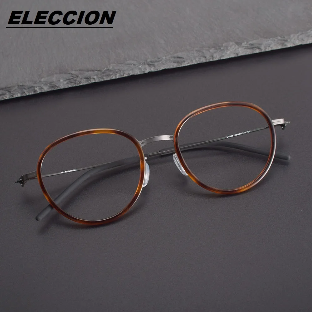 

ELECCION Screwless Eyewear Prescription Eyeglasses Frame Women Round Myopia Optical Denmark Korean Glasses Frame Men Titanium