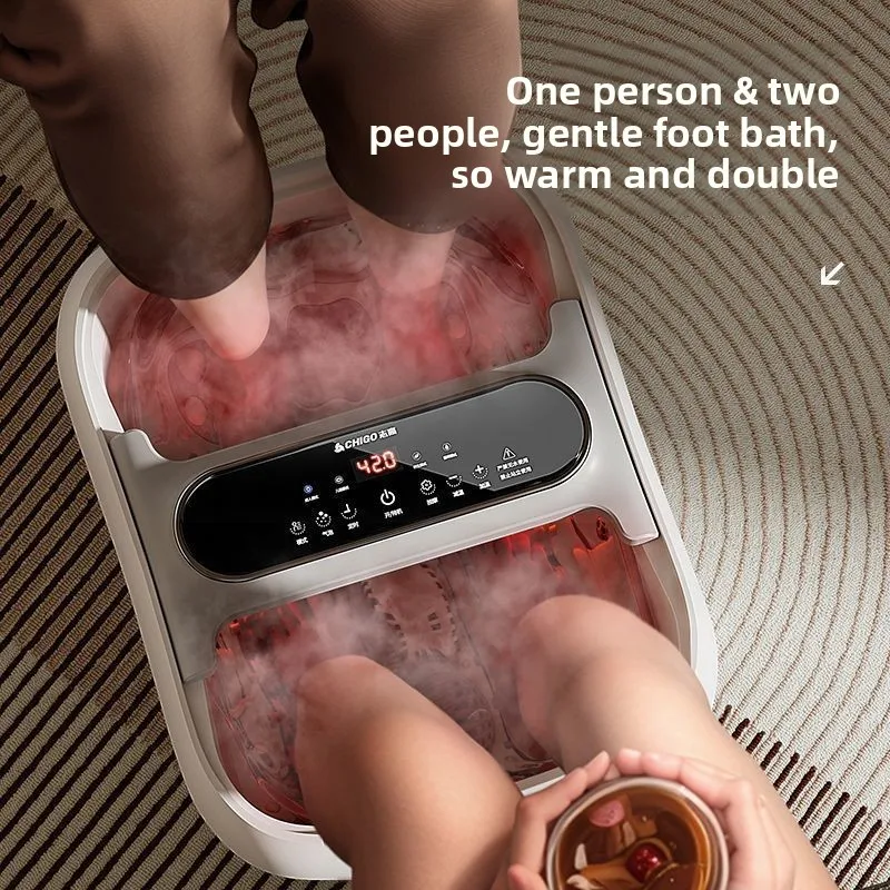 Double foot bath tub with constant temperature heating fully automatic electric steaming massage function, suitable for home use