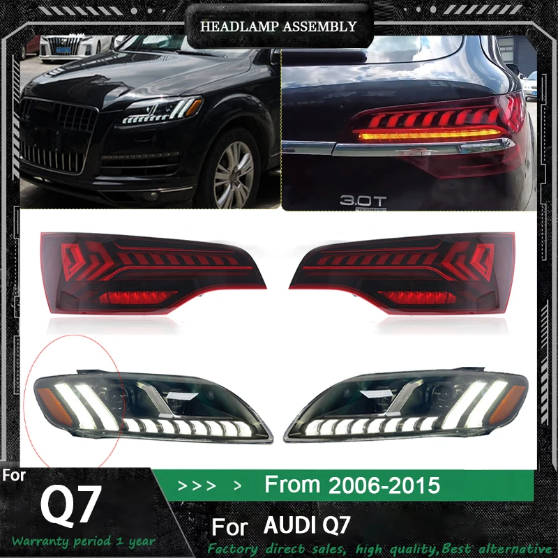 

LED Headlights +Taillights Assembly for Audi Q7 2006-2009 2010-2015 Headlights Plug and Play with Full LED Upgrade Head Lamps