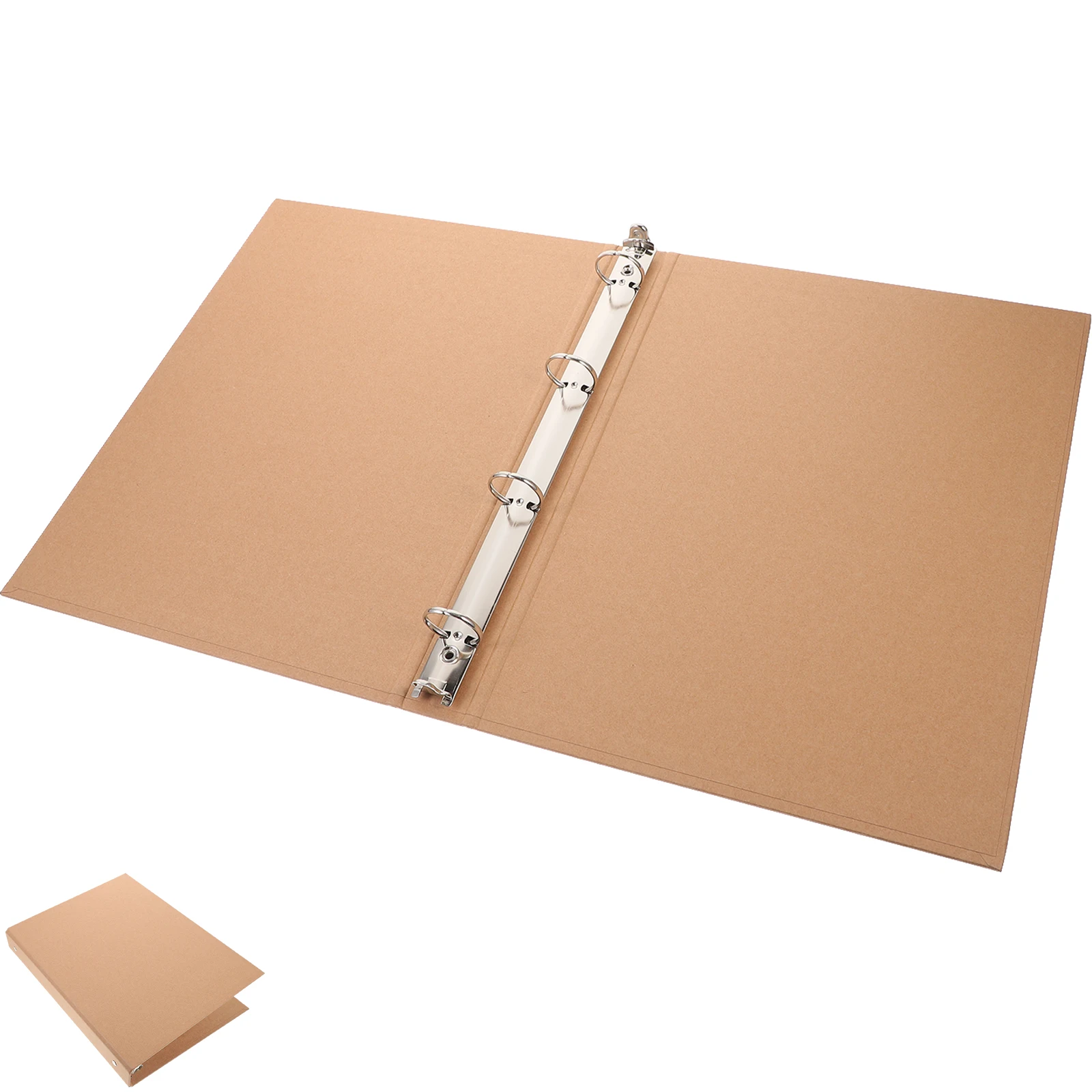 

1pc Kraft Paper Binder Cover A4 4 Ring Loose Leaf Notebook Shell For School Office Notepad Case Journal Scrapbook Folder
