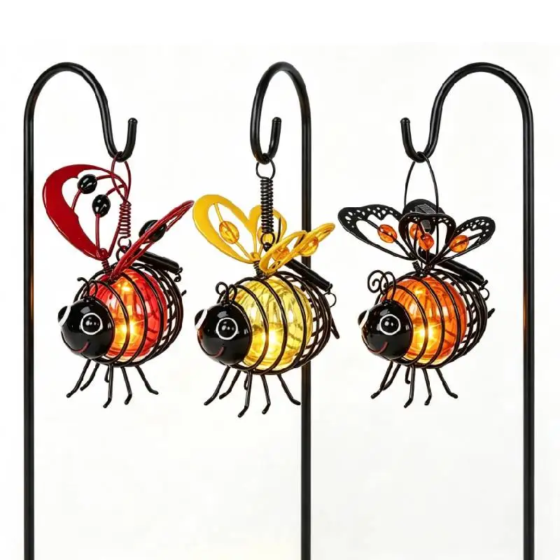 Solar Lantern Garden Decor, LED Hanging Solar dragonfly Decoration, Patio Yard Butterfly Sculptures, for Outdoor Bug Decorations