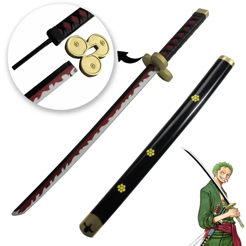 1:1 Cosplay Roronoa Zoro Anime Katana Syodai Kitetsu arma samurái cuchillo Katana seguridad PU juguete para regalo espada arma 72cm