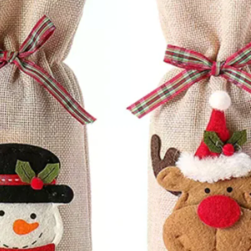 Wine Christmas Bag, Wine Bottle Gift Bag, Reusable Wine Bottle Covers For Xmas Christmas Wedding Birthday Holiday Party Decor