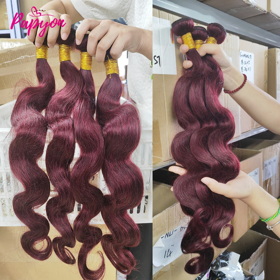 99J Red Burgundy Body Wave Human Hair Bundles Human Hair Extensions For Women Remy Brazilian Hair Bundles