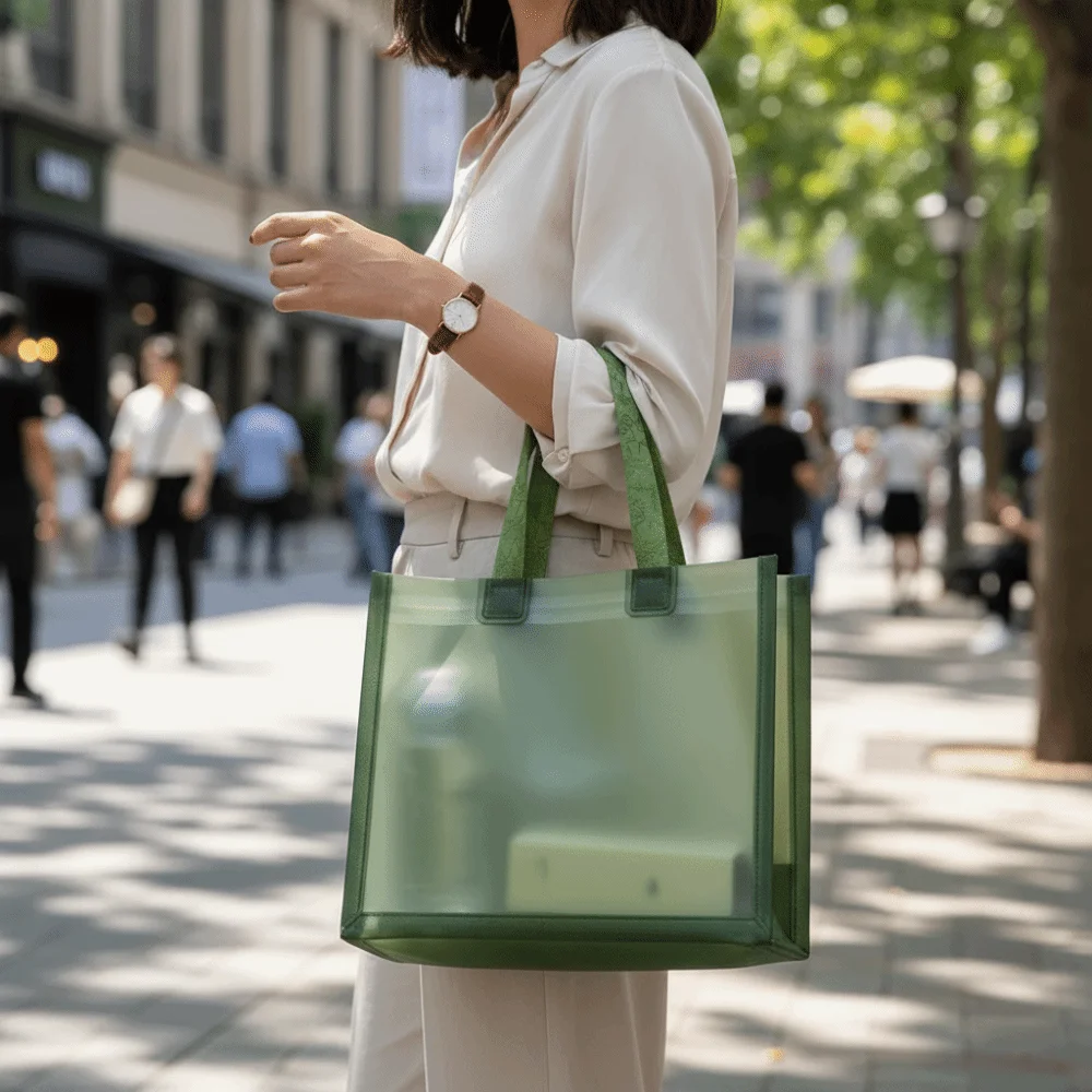 Thick Water-Sprinkling Festival PVC Tote Waterproof Plastic Transparent Handbags Durable PVC Reusable Bags Wedding Decor