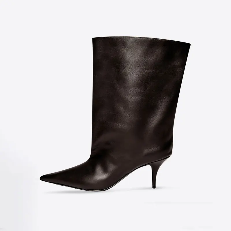 Women's New Pointed Head, Super High, Thin Heel, Extra Large Sleeve Cover, Simple and Versatile Feet, and Short Leg Boots