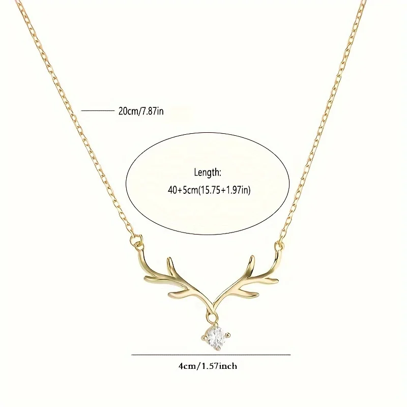 Elegant Forest Deer Horn Fashion Necklace Clavicle Chain For New Year Christmas Party Birthday Valentine\'s Day Lovers Gifts