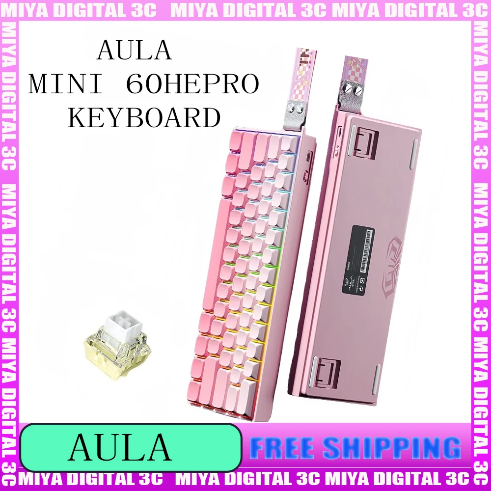 

AULA MINI 60HE Pro Series Magnetic Switch Keyboard Three-mode for E-sports Games RGB RT0.01mm 8K Scan Rate 4000mAh Battery Life
