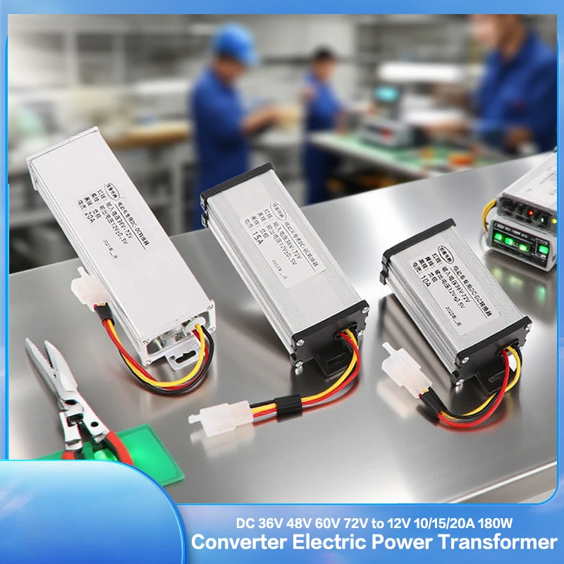 DC 36/48/60/72V to 12V 10A 15A 20A 180W Electric Vehicle DC Converter Electric Power Transformer