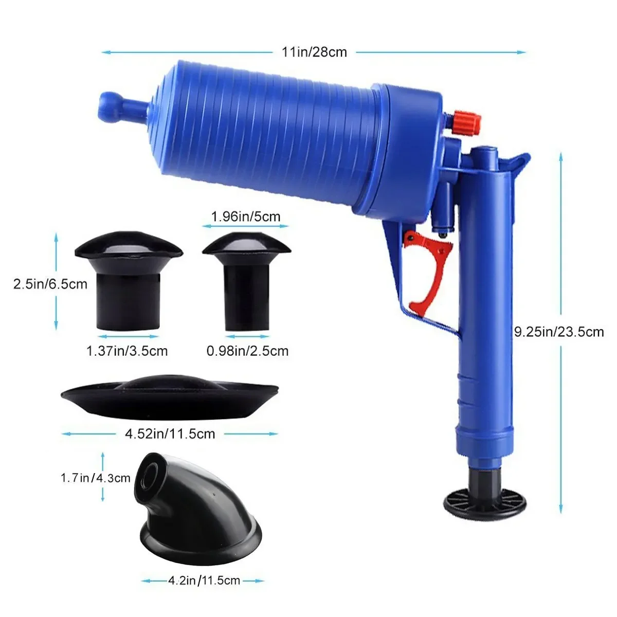 Hot Air Power Drain Blaster gun High Pressure Powerful Manual sink Plunger Opener cleaner pump for Toilets showers for bathroom