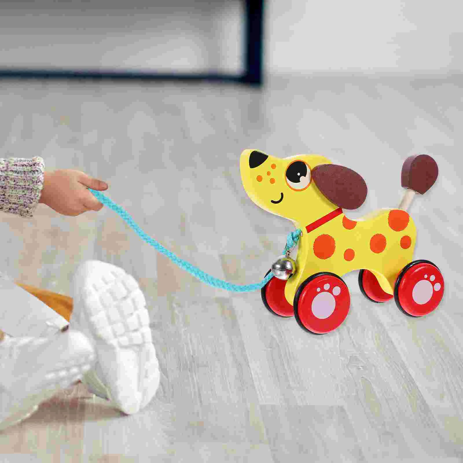 Wooden Drag Cartoon Parent-child Puppy Toys Animals Pulling 175X138X73CM Toddler Walking Lovely Dragging