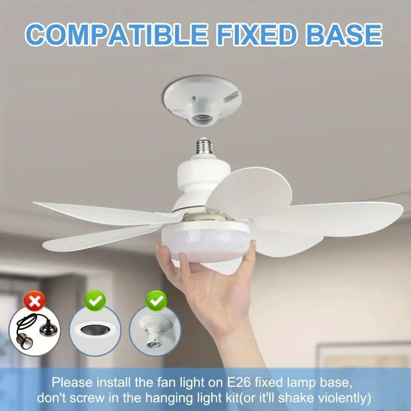 Fan Ceiling Light Remote Control Dimming LED Ceiling Fan With Lights E27 24W/30W/40W/80W For Home Living Room Inoor Lighting