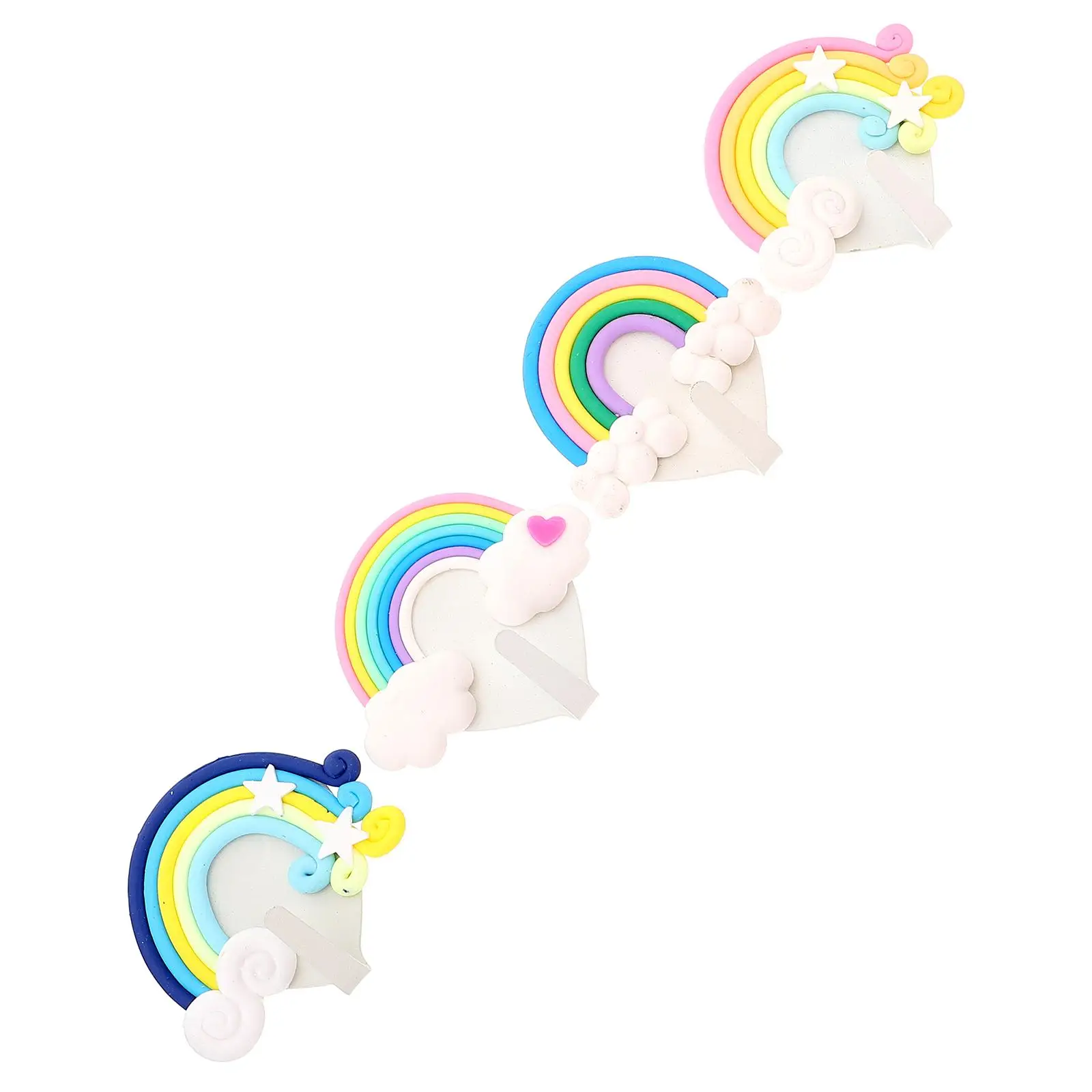 

4 Pcs Adhesive Wall Hooks Rainbow Heart Shaped Decorative Hangers for Clothes Hats Keys Accessories Storage organizer