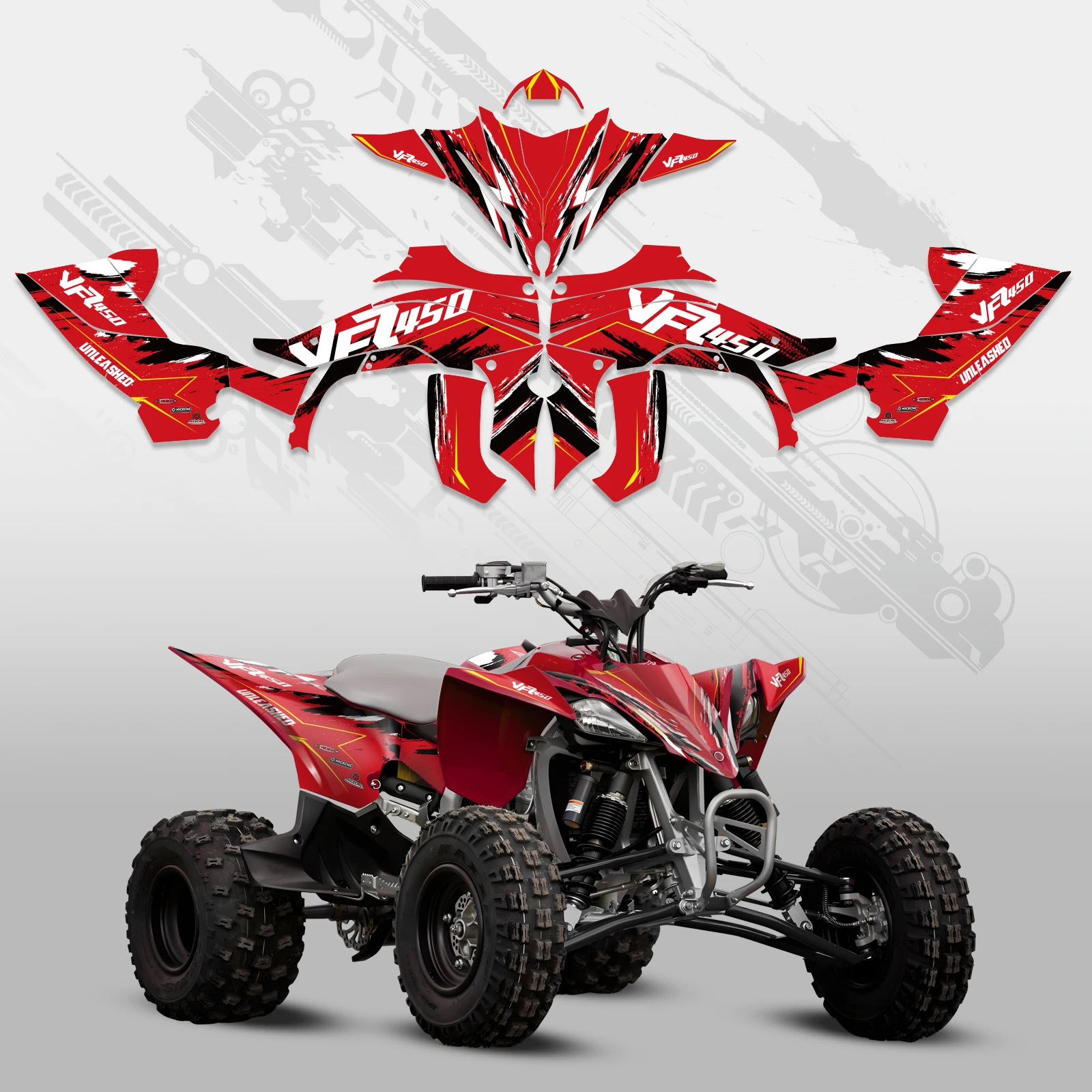 NICECNC لياماها YFZ450R YFZ 450R 2014-2022 2021 2020 2019 دراجة نارية ATV الرسم خلفية الشارات مجموعة ملصقات تخصيص