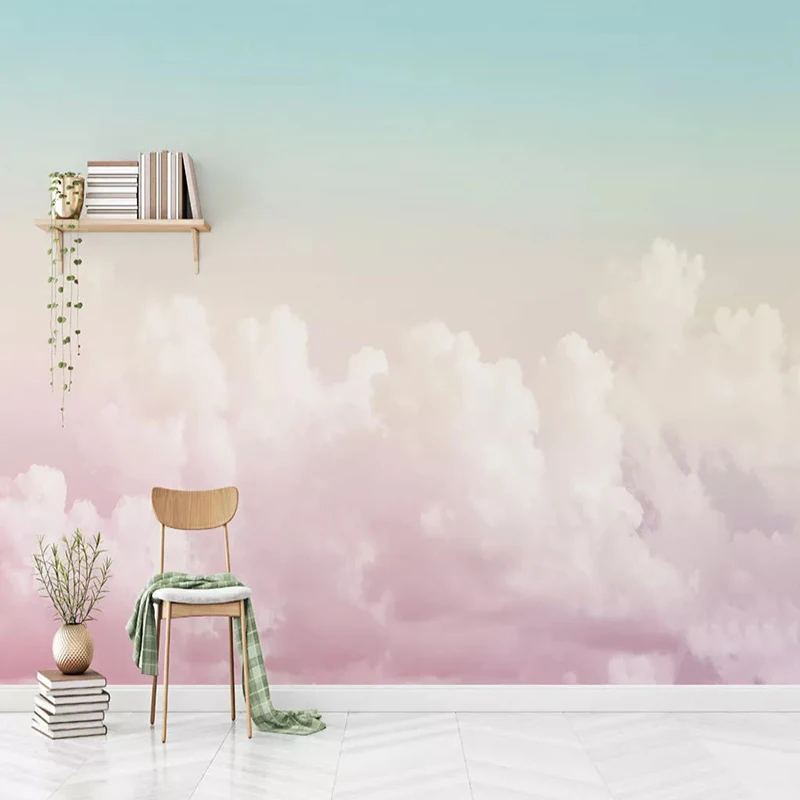 Custom Mural Wallpaper 3D Pink Sky Clouds Wall Painting Living Room Girls Bedroom Background Wall Decor Modern Simple Wallpapers