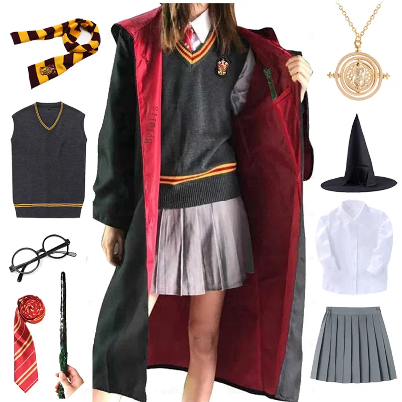 Kid Adul Master Granger Ravenclay Cosplay Costume Men Slytherines Cloak Robe Cape School Uniform Child Harriss Halloween Costume