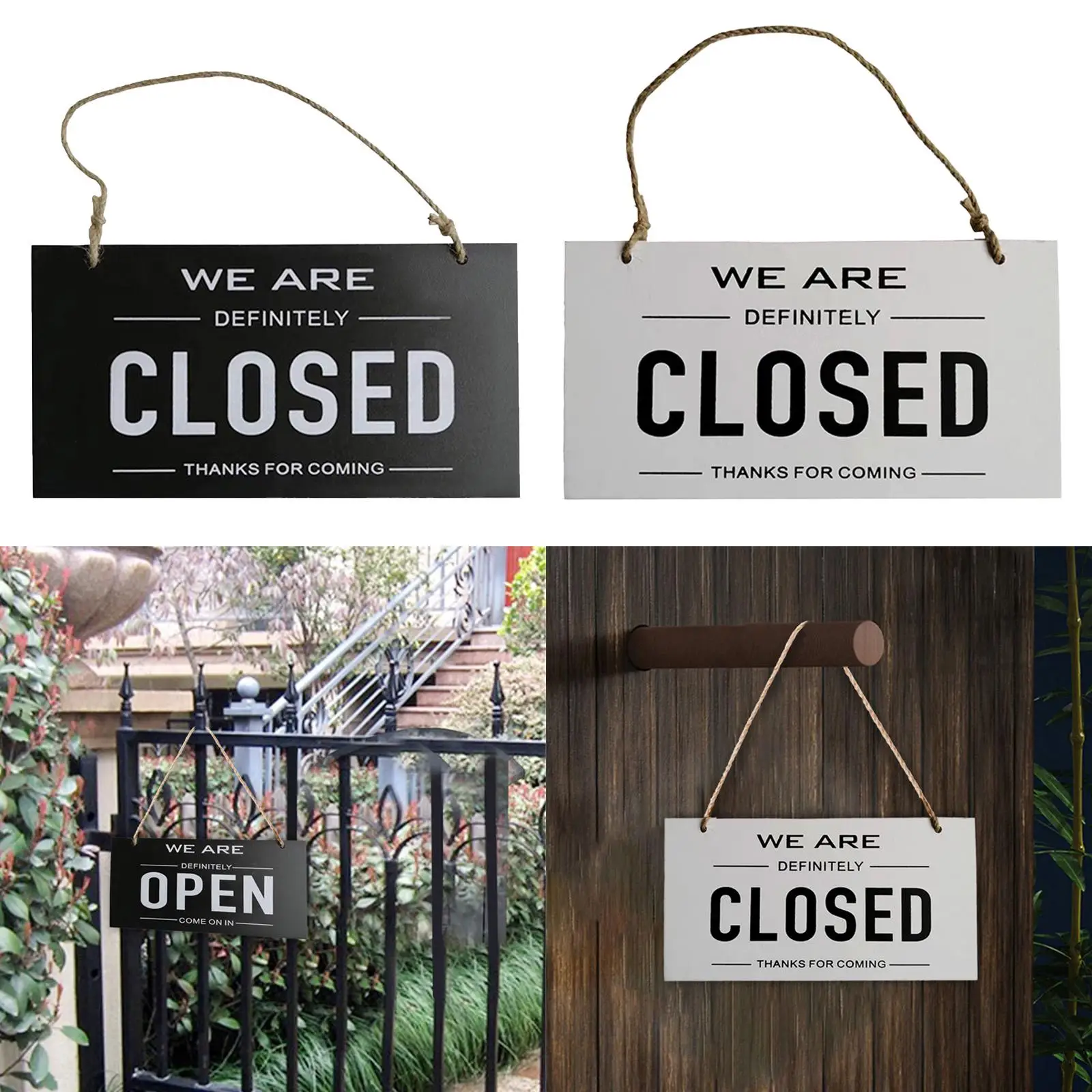 Rustic Open Closed Sign Shop Door Sign Double Sided Hanging Sign for Shop Cafe Restaurant Pub Bar Coffee Decoration