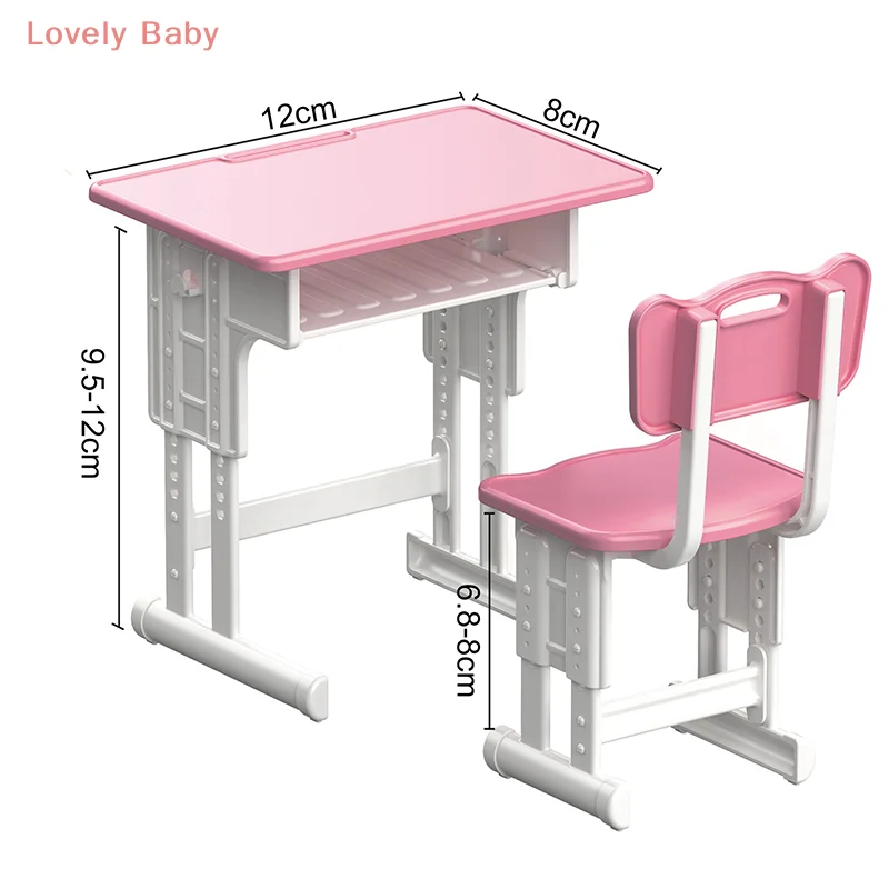 Sedia da scrivania scolastica modello giocattolo in miniatura e astuccio per set da gioco per casa delle bambole