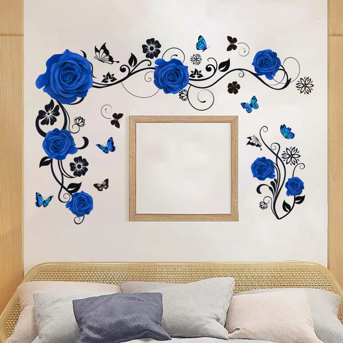 30*90cm Blue Flower Vine Butterfly Wall Stickers Living Room  Background Wall Home Decorative Wall Stickers Wallpaper Ms2315