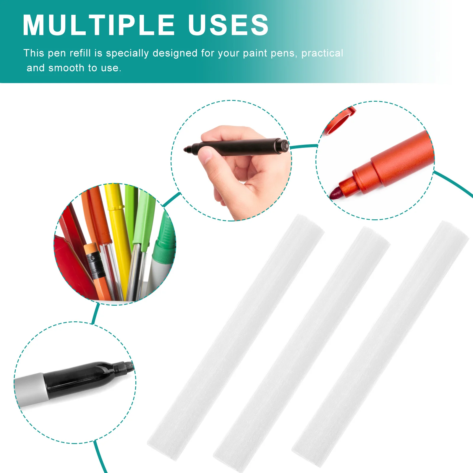

100pcs Paint Pen Refills Replacement For Diy Painting Pens Portable Cotton Core Markers Art Supplies School Stationery