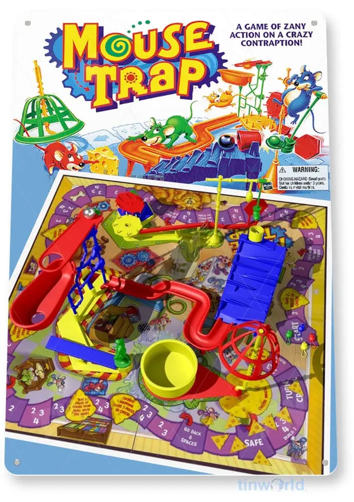 Tinworld TIN Sign C321 Mouse Trap Classic Retro Game Board Game Room Sign