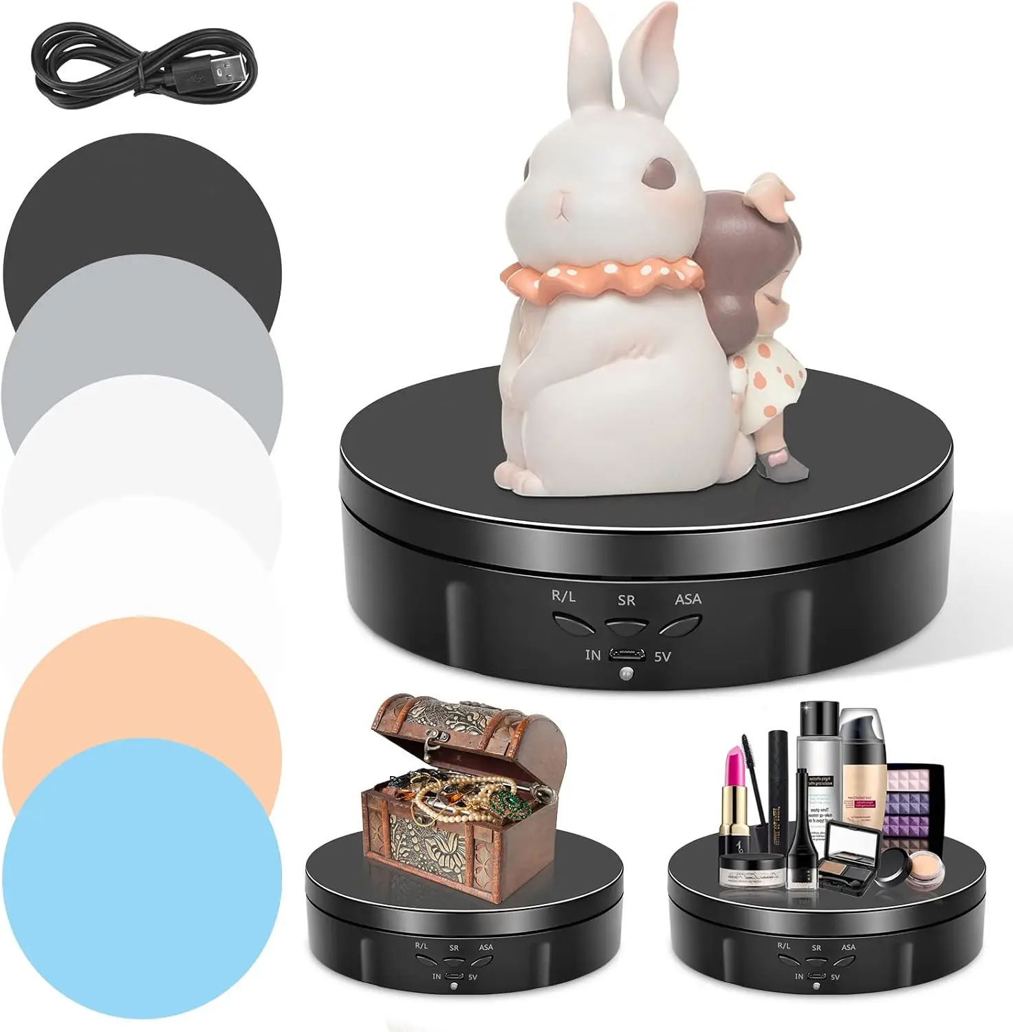 Plateau tournant pour présentation de modèles avec rotation à 60 degrés, support d'affichage portable pour montres, bijoux et modèles artisanaux
