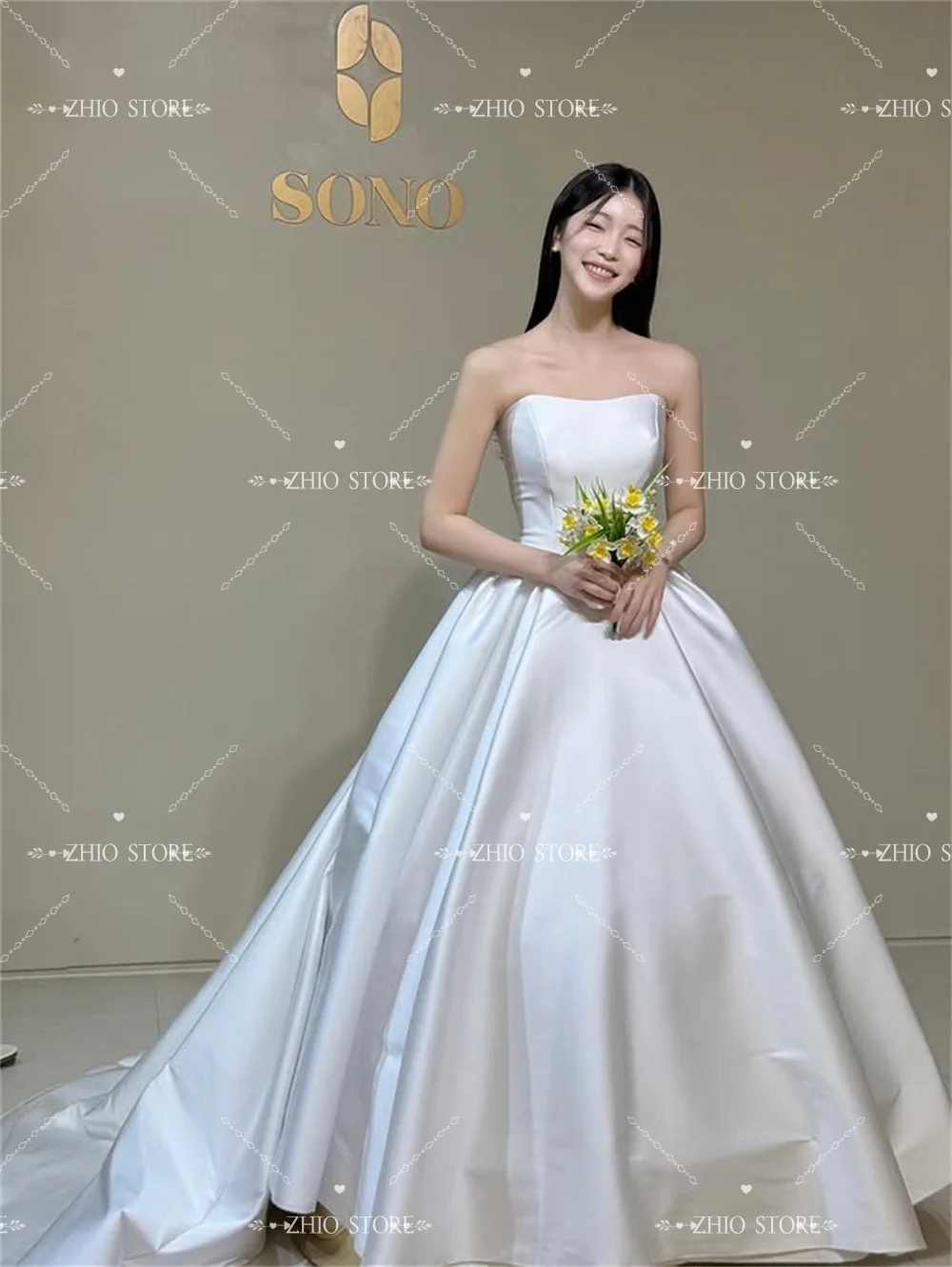 ZHIO Classic Korean New Style Detachable shawl Wedding Party Dress A-Line PhotoShoot Bridal Reception Gown Customized 웨딩드레스