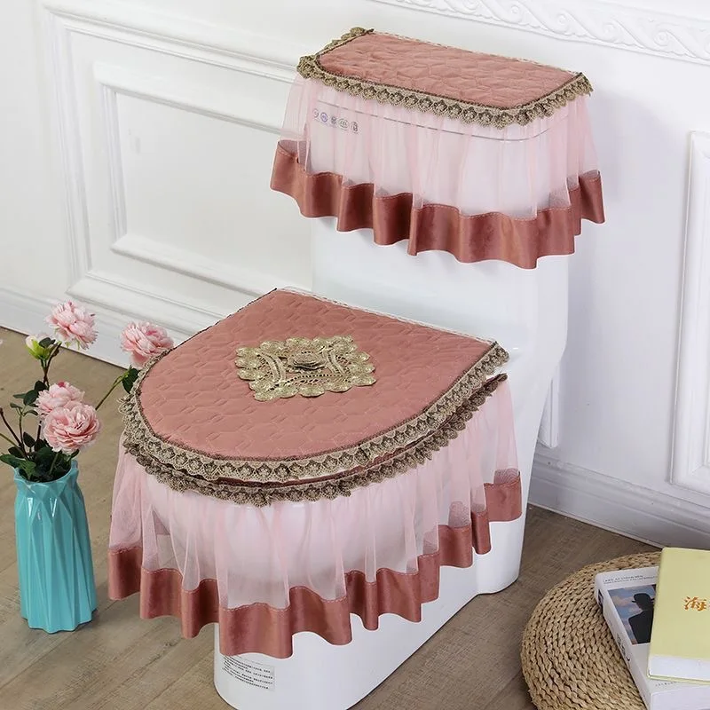 

Toilet Seat Cover European Four Season Universal Toilet Three Piece Set Dustproof Cover Cloth Toilet Seat Cushion Detachable