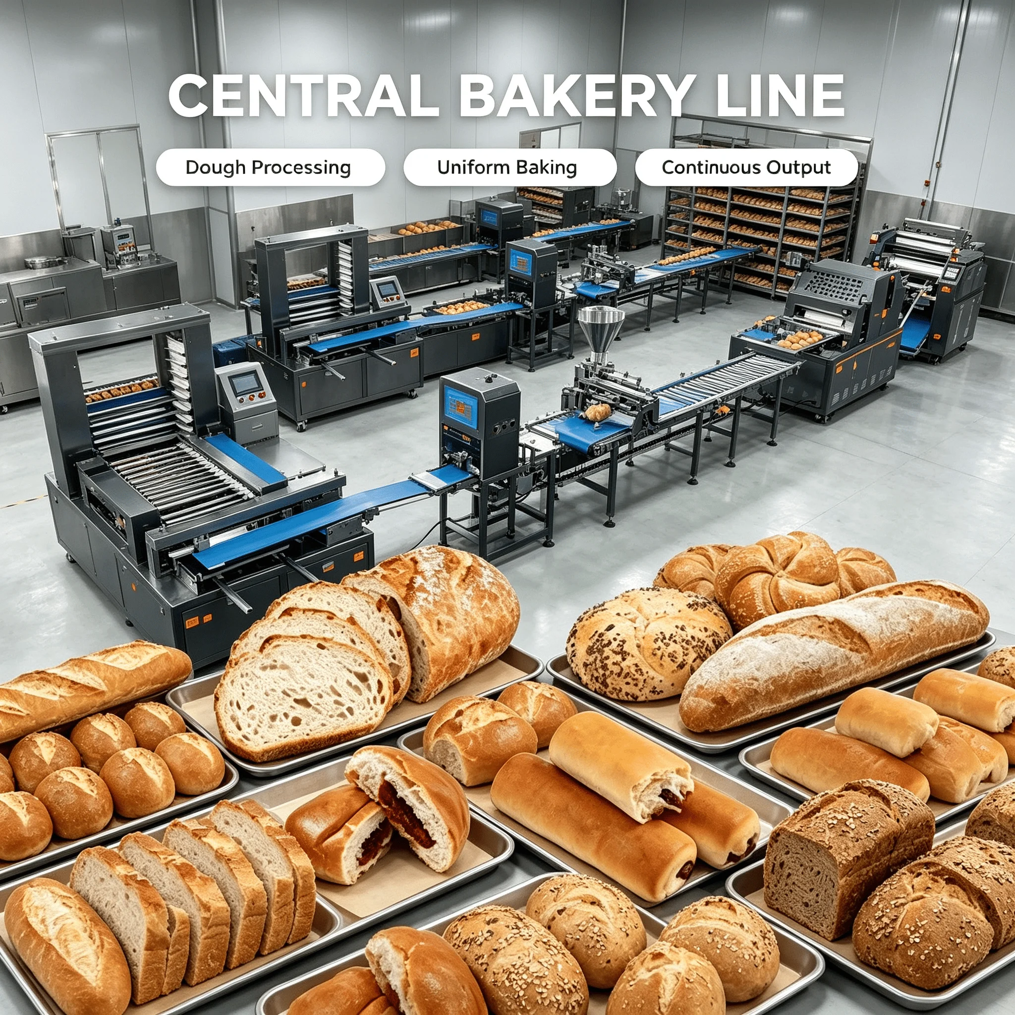 Bread Production Line Automatic Gas Electric Bakery Equipment for Croissant Fruit Pastry Making Customized