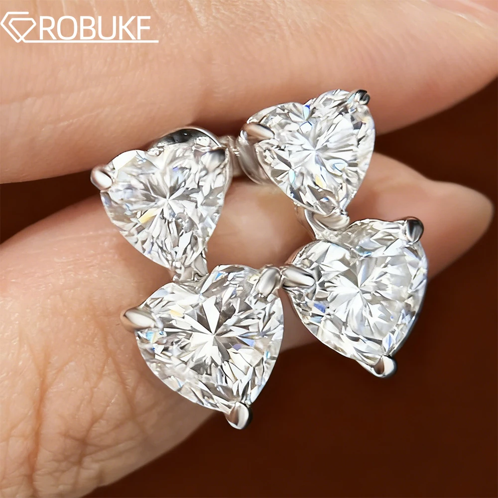 Kolczyki wiszące z moissanitem w kształcie serca dla kobiet, 3/6 ct tw, luksusowa jakość, diament laboratoryjny z certyfikatem GRA, srebro próby S925, biżuteria ślubna.