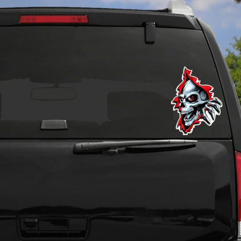 Car Stickers Funny Skull and Claws Come Out of The Hole Colorful Personality Car Exterior Accessories PVC,15cm