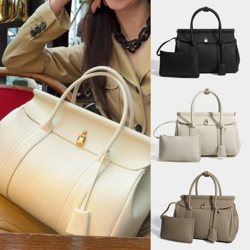 Woman High-grade Handbag Padlock Design Commuter Bag Crossbody Brand Large Capacity Leather Bag Travel Tote Include Small Wallet