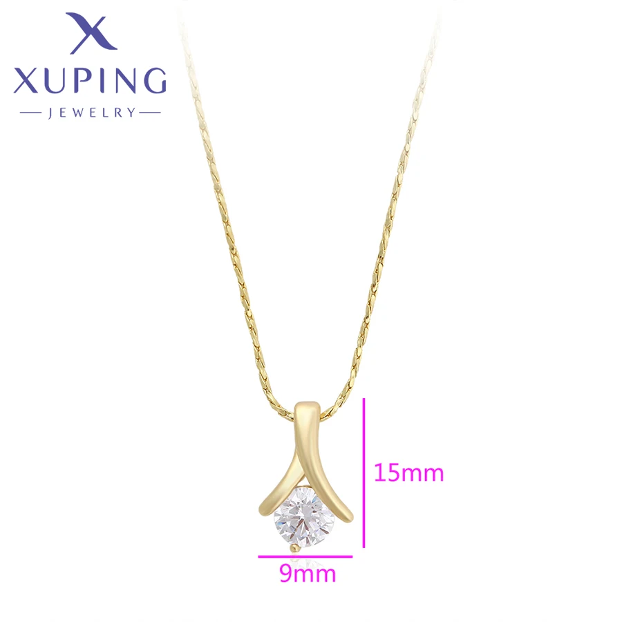 Xuping Jewelry New Arrival Square Trendy Simple Light Gold Color Pendant Necklace for Women Girl Gift X000764466