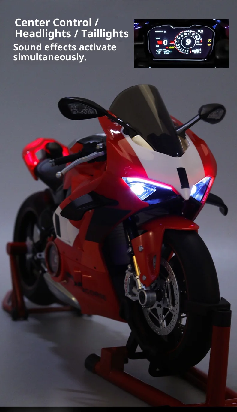 Ducati V4R Motorradmodell mit Zündfunktion – Jungen-Geschenk, Legierungsmotorrad-Figur, Ornament, Spielzeugauto – Detail 7
