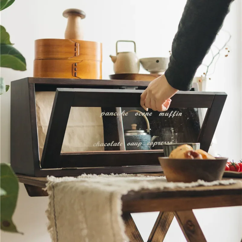 Japanese pure solid wood kitchen storage cabinet, seasoning cabinet, mini side cabinet, dining table finishing  , glass