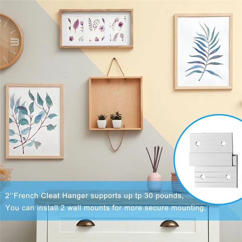 

Classy-Hardware Kit For Hanging French Plywood Picture Hooks, Wall Bracket Hardware Kit Aluminum Z Bar Hangers 24 Pieces
