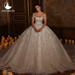 Aedmgh Ball Gown Royal Luxury Wedding Dresses Sweetheart Off The Shoulder Vestido De Novia Lace Sequined Custom Made Bridal Gown
